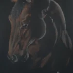 Portrait aux crayons pastels sec d'un buste de cheval