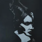 Portrait aux crayons pastels sec d'Angelina jolie dans le rôle de Maléfique