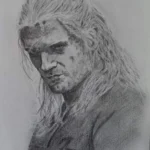 Portrait aux crayons graphites de Géralt de Riv, The Witcher